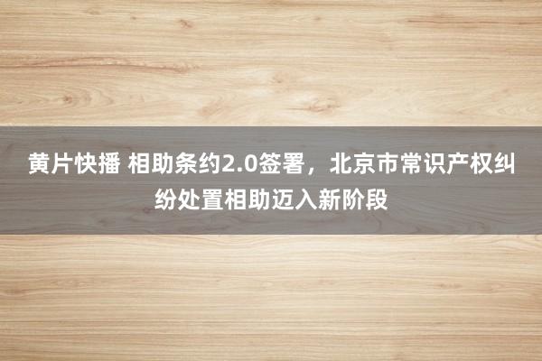 黄片快播 相助条约2.0签署，北京市常识产权纠纷处置相助迈入新阶段