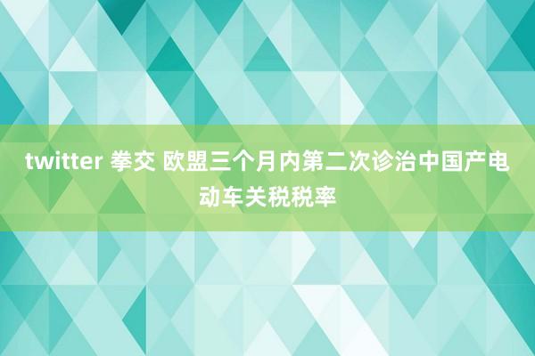 twitter 拳交 欧盟三个月内第二次诊治中国产电动车关税税率