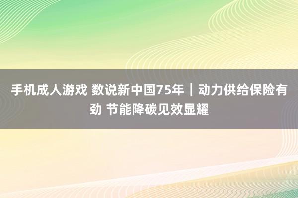 手机成人游戏 数说新中国75年｜动力供给保险有劲 节能降碳见效显耀