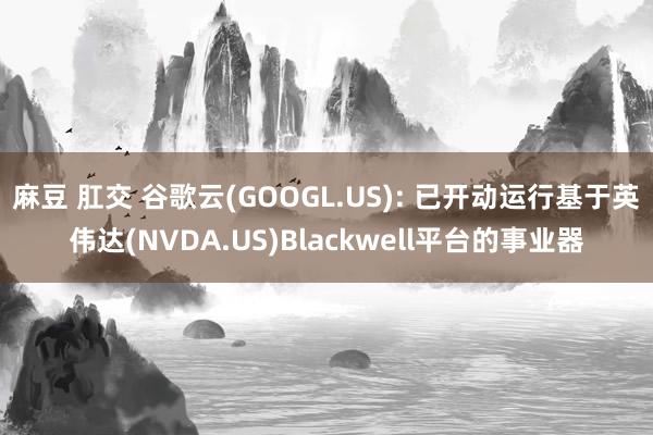 麻豆 肛交 谷歌云(GOOGL.US): 已开动运行基于英伟达(NVDA.US)Blackwell平台的事业器