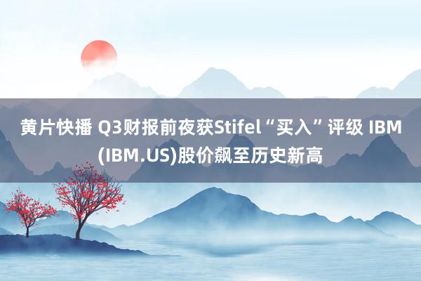 黄片快播 Q3财报前夜获Stifel“买入”评级 IBM(IBM.US)股价飙至历史新高