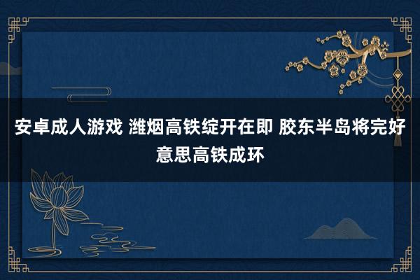 安卓成人游戏 潍烟高铁绽开在即 胶东半岛将完好意思高铁成环