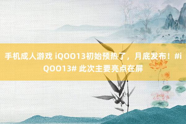 手机成人游戏 iQOO13初始预热了，月底发布！#iQOO13# 此次主要亮点在屏