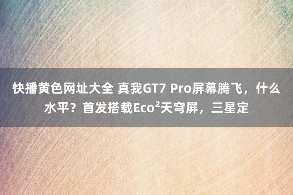 快播黄色网址大全 真我GT7 Pro屏幕腾飞，什么水平？首发搭载Eco²天穹屏，三星定