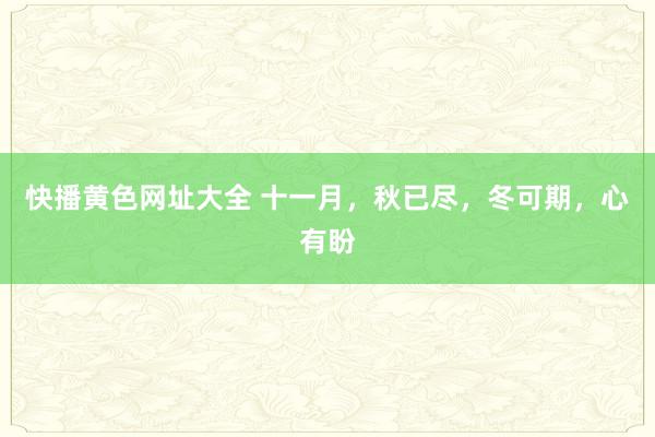 快播黄色网址大全 十一月，秋已尽，冬可期，心有盼