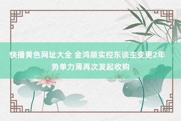 快播黄色网址大全 金鸿顺实控东谈主变更2年   势单力薄再次发起收购