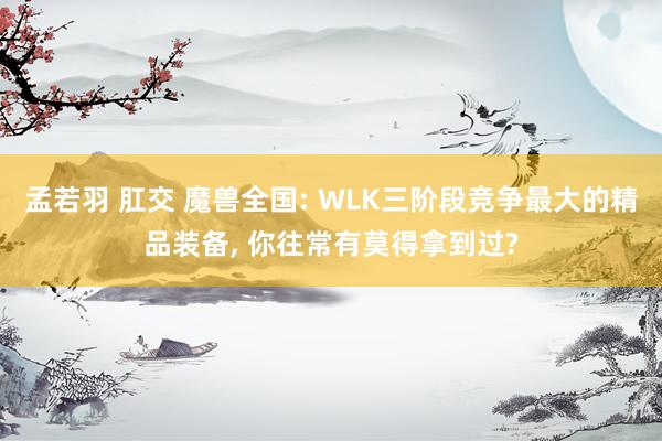 孟若羽 肛交 魔兽全国: WLK三阶段竞争最大的精品装备， 你往常有莫得拿到过?