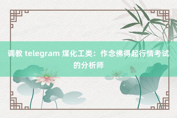 调教 telegram 煤化工类：作念佛得起行情考试的分析师