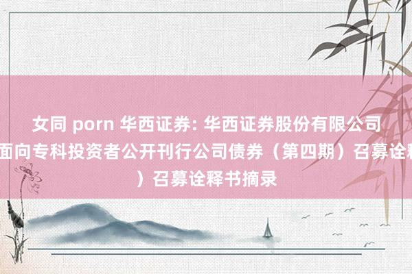 女同 porn 华西证券: 华西证券股份有限公司2024年面向专科投资者公开刊行公司债券（第四期）召募诠释书摘录