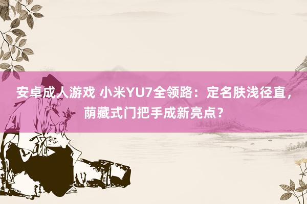 安卓成人游戏 小米YU7全领路：定名肤浅径直，荫藏式门把手成新亮点？