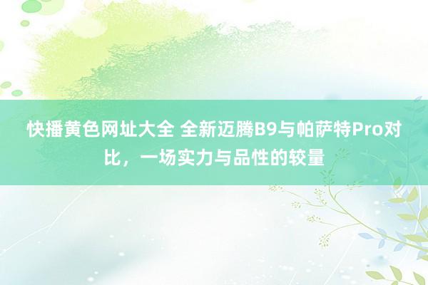 快播黄色网址大全 全新迈腾B9与帕萨特Pro对比，一场实力与品性的较量