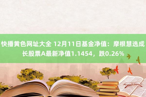 快播黄色网址大全 12月11日基金净值：摩根慧选成长股票A最新净值1.1454，跌0.26%