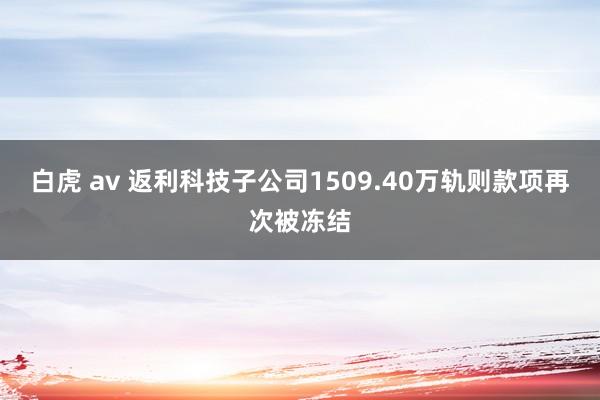 白虎 av 返利科技子公司1509.40万轨则款项再次被冻结