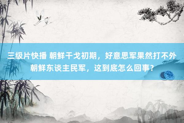 三级片快播 朝鲜干戈初期，好意思军果然打不外朝鲜东谈主民军，这到底怎么回事？